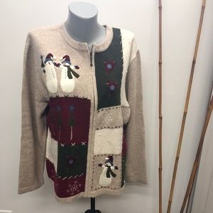 full zip up cardigan winter snowman holiday craft